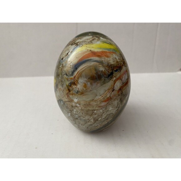 Vintage Russian Art Glass Paperweight Egg Swirl Handmade Blown Collectible - Picture 8 of 8